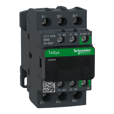 LC1D25BNE | Контактор TeSys D 3P AC3 440В 25A, КАТУШКА УПР. 24-60В AC/DC, ЗАЖИМ ПОД ВИНТ