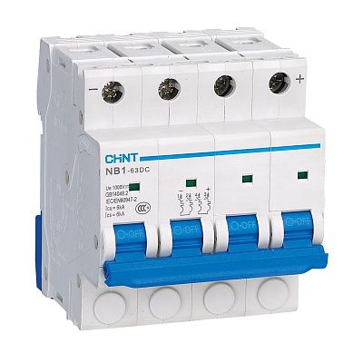 NB1-63DC 4P 6A 6кА х-ка C 1000В DC (R) | Автоматический выключатель